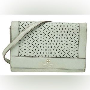 Kate Spade mint green laser cut leather crossbody with dust bag